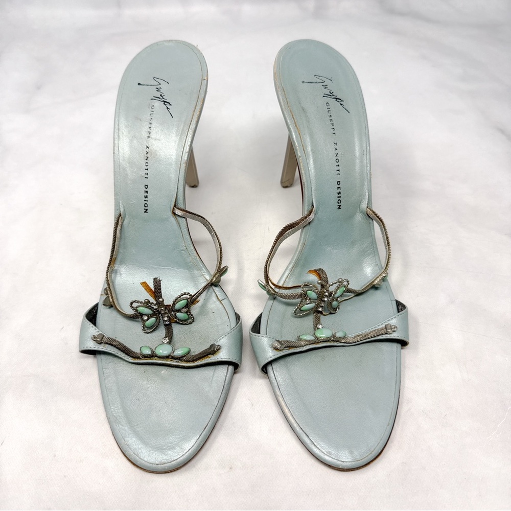 Giuseppe Zanotti Vicini Vintage Y2K Iconic Butterfly Mule Heels DAMAGED 38.5